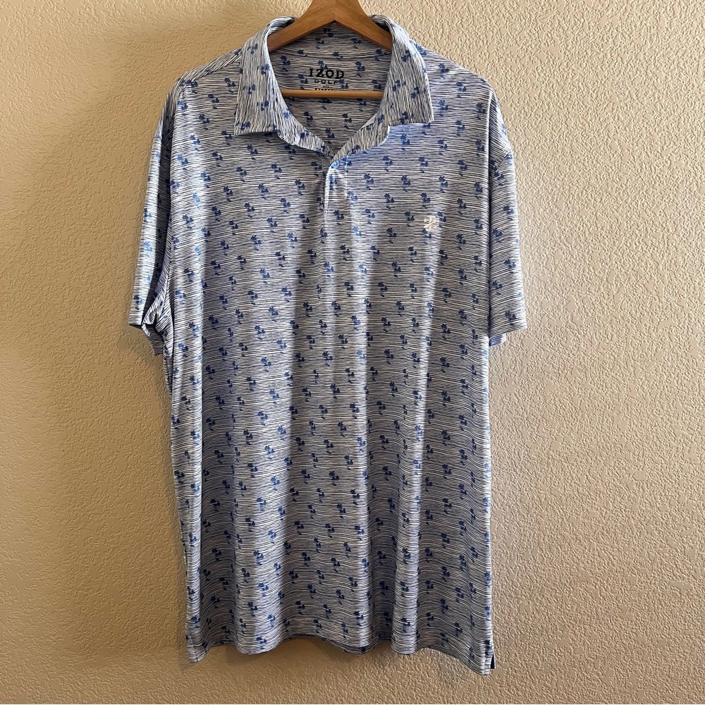 IZOD Golf With Stretch Polo with Palm Tree Pattern Size XL